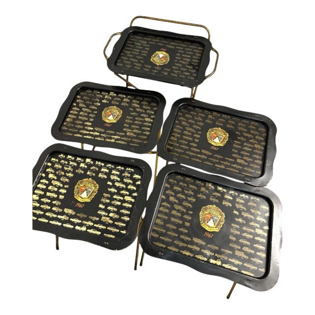 Rare Ford 300-500 Club Sales Award Tv Trays, Vintage Ford Dealership Memorabilia, 1960s Automotive Collectible, Vintage Home Decor For Sale