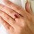 Early 21st Century Modern Emerald Cut 1.38Ct Ruby Bezel Solitaire Ring in 14k Yellow Gold Size 5 For Sale - Image 5 of 15