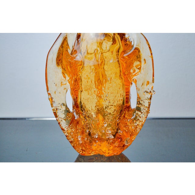 Glass Orange Seguso Vase in Frosted Murano Glass, 1970 For Sale - Image 7 of 8