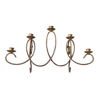 Vintage Gold Rope 5 Candleholder Wall Sconce For Sale