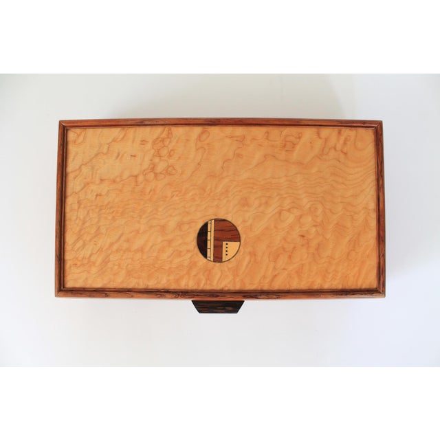 Mid-Century Modern Vintage Handmade Inlaid Marquetry Wood Jewelry Box For Sale - Image 3 of 15