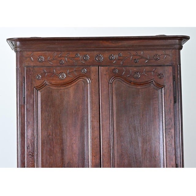 French 19th Century Louis XV Style Carved Oak Armoire For Sale - Image 9 of 15