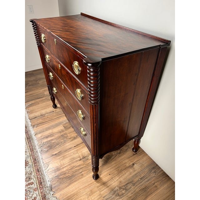 Antique Sheraton Mahogany Cookie Corner Four Drawer Chest C. Mid 19th Century For Sale - Image 4 of 8