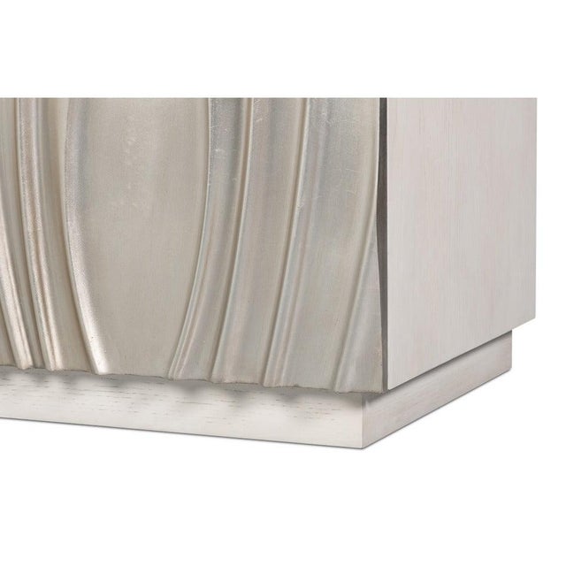 Contemporary Carved Credenza - White Oak with Silver Leaf Doors For Sale - Image 10 of 13