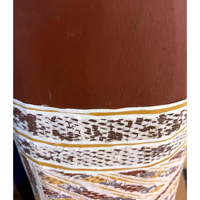 Tribal Australian Aboriginal Painting on Hollow Log For Sale - Image 3 of 6