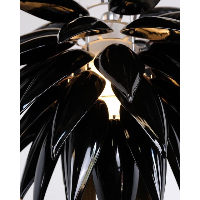 Black Aloe Blossom Large Anniversary Pendant Light with Black Porcelain Leaves by Jeremy Cole, 2004 For Sale - Image 8 of 15
