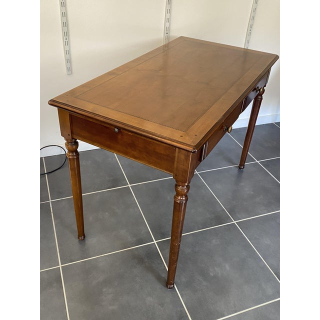 Wood Vintage Cherry Wood and Marquetry Desk, 1950s For Sale - Image 7 of 18