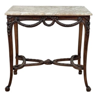 19th Century Belgian Louis XVI Transitional Walnut Marble-Top Table For Sale