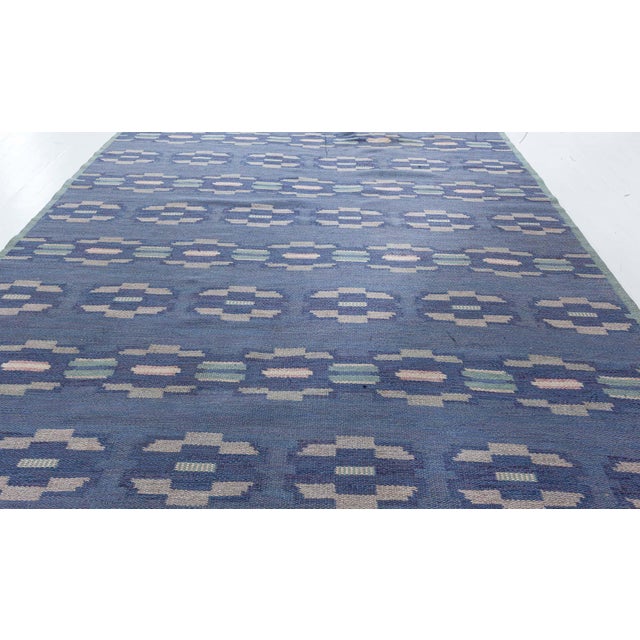 Textile Doris Leslie Blau Vintage Swedish Flat Weave Rug by A Bindd For Sale - Image 7 of 10