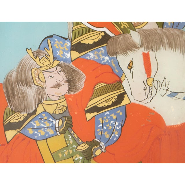 Late Meiji to Tisho Era Antique Japanese Reverse Glass Painting For Sale - Image 10 of 18