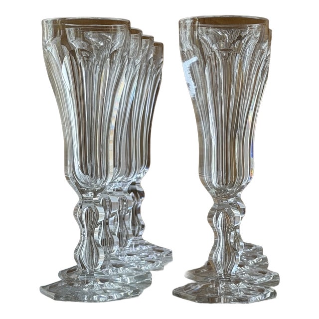 Vintage Crystal Champagne Flutes, France, 1920s, Set of 8 For Sale