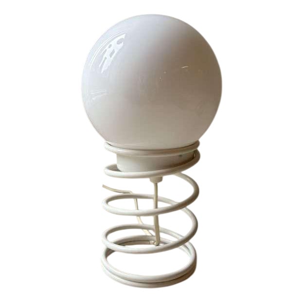 Minimalist Spiral Table Lamp with Frosted Glass Shade, 1980s For Sale
