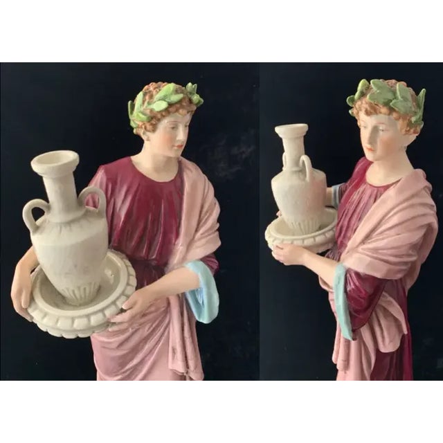 20 In. Tall Antique Bohemian Porcelain Sculptures- Water Jug Carriers - a Pair For Sale - Image 11 of 12