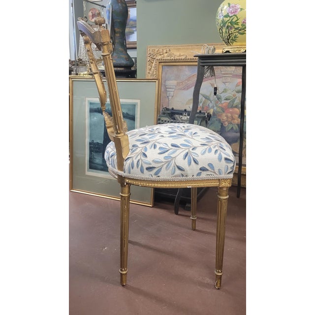 Art Nouveau Antique Petite French Vanity Chair For Sale - Image 3 of 9