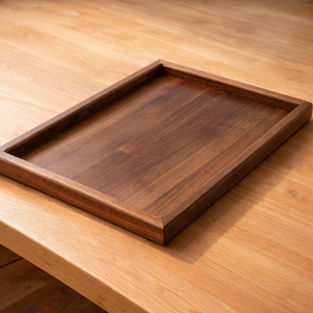 Contemporary Handmade Solid Black Walnut Serving Tray, 14×20 — Ottoman, Breakfast & Coffee Table Tray For Sale - Image 3 of 5