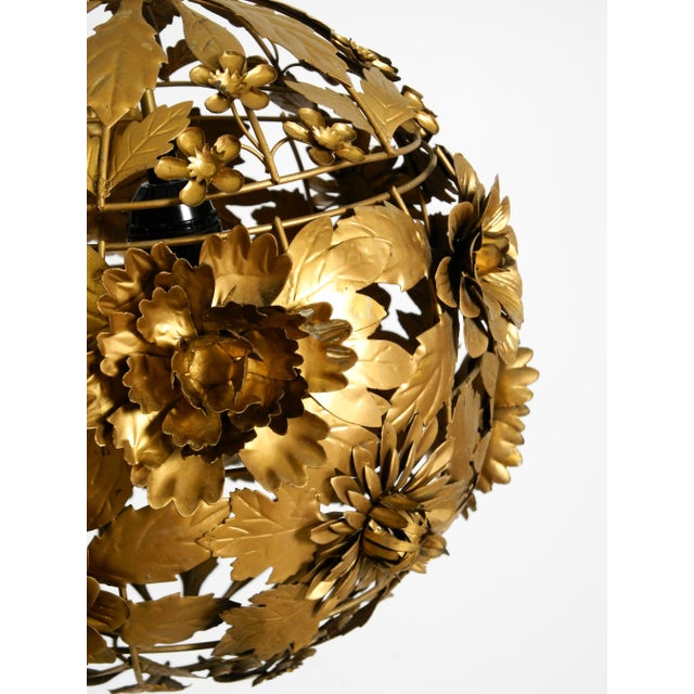 Regency Floral Spherical Metal Ceiling Lamp, 1970s For Sale - Image 12 of 18
