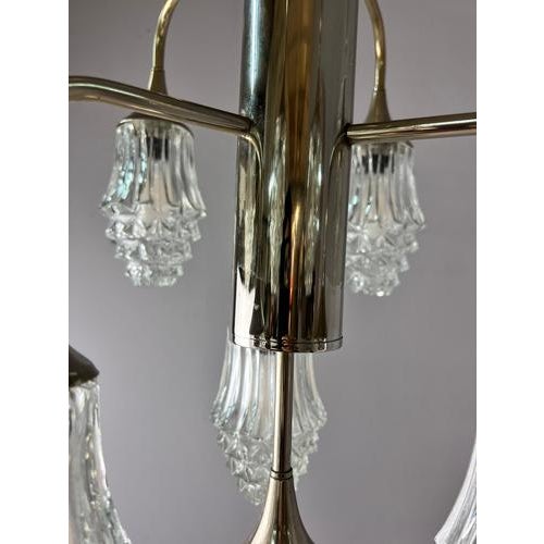 10-Light Chandelier in Glass and Chrome by Richard Essig For Sale - Image 10 of 11