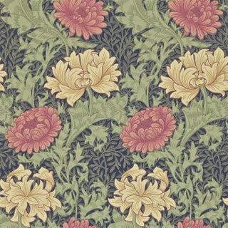 Morris & Co Chrysanthemum Wallpaper in Indigo For Sale