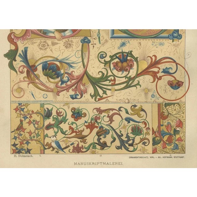 Beige Jul. Hoffmann, 19th Century Gothic Illuminated Ornament Prints, 1887, Paper, Set of 2 For Sale - Image 8 of 10