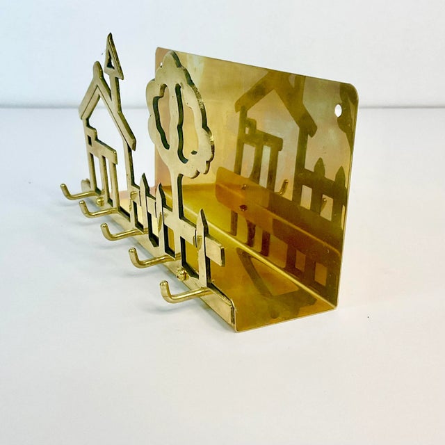 Brass Mid-Century Americana Boho Chic Brass Letter Holder & Key Hook For Sale - Image 8 of 9