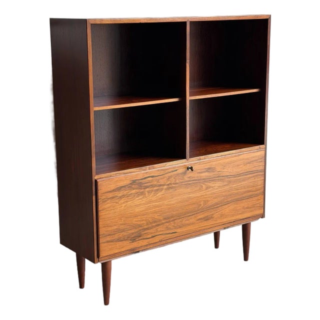 Rosewood Bookcase With Drop Down Door Denmark 1960s For Sale