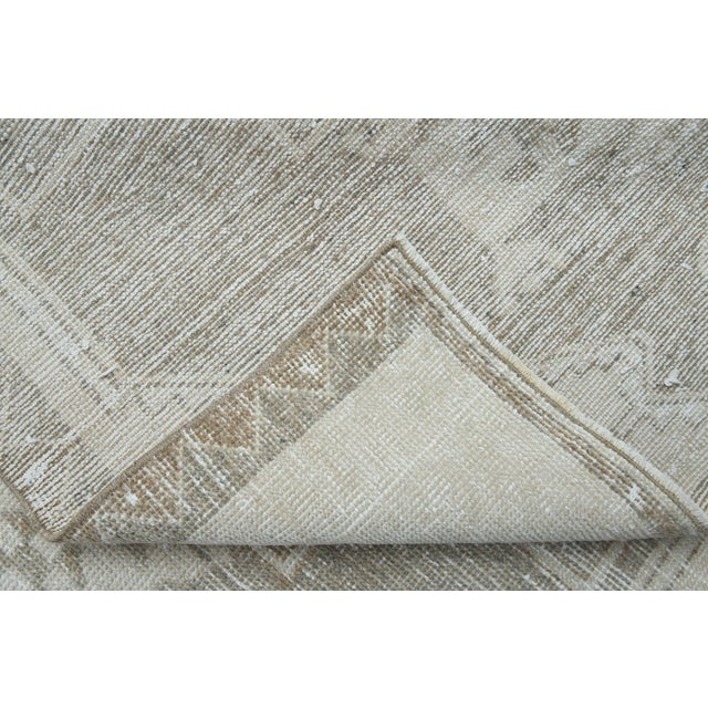1970s Vintage Turkish Handmade Wool Cotton Beige Runner Rug For Sale - Image 10 of 10