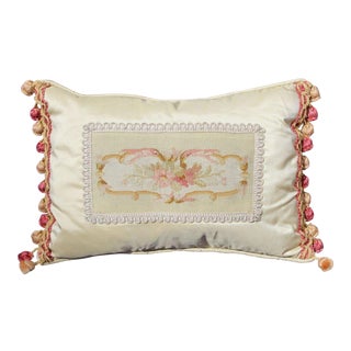 19 C. French Aubusson Silk Pillow For Sale