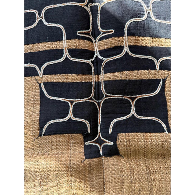 Black Rare Antique Japanese Ainu Robe Hokkaido Elm Fibers with Appliqué Embroidery For Sale - Image 8 of 16