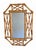Striking vintage wall mirror handcrafted from genuine bamboo and rattan, featuring an elongated octagonal frame with...