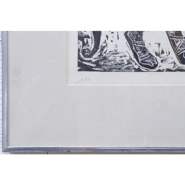 Metal Signed Woodblock Print of Shotelai Swordsmen For Sale - Image 7 of 10