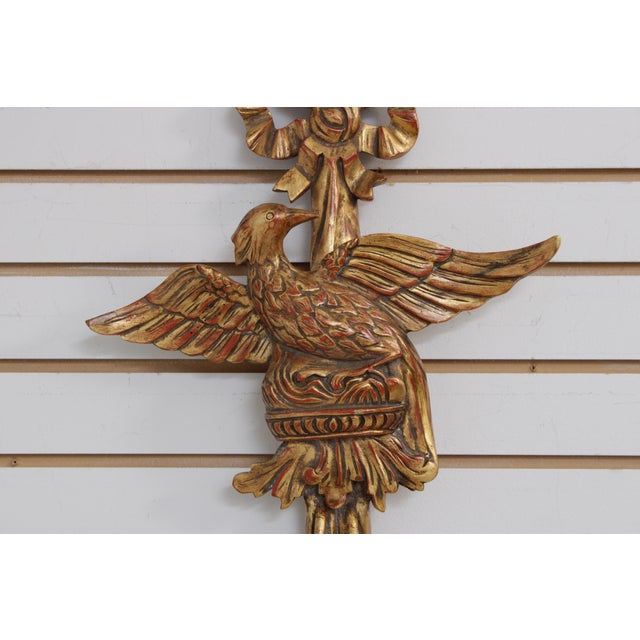 Metal Pair of Federal Style Gold Finish Eagle Candle Sconces For Sale - Image 7 of 13