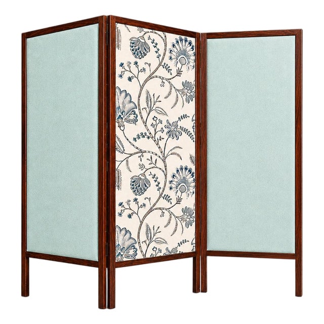 Three-Panel Screen in Brazilian Rosewood & Upholstered Fabrics by Sergio Rodrigues, 1960s For Sale