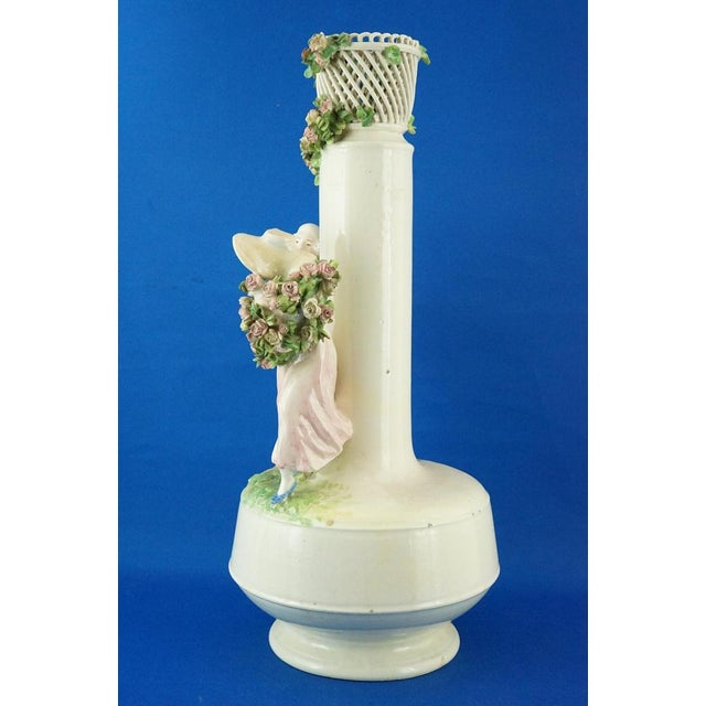 Antique Italian Ceramic Vase with Figurines, 1800s For Sale - Image 3 of 18