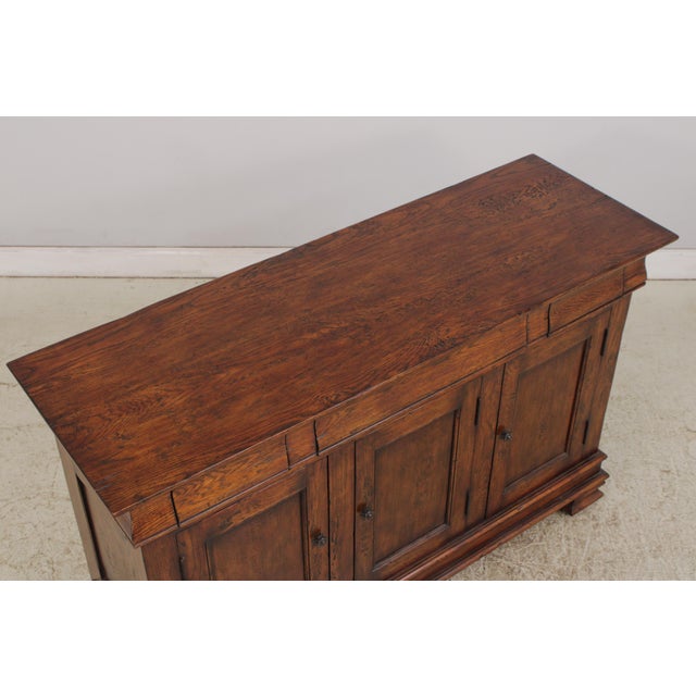 Brown English Hand Crafted Distressed Oak Sideboard Cabinet For Sale - Image 8 of 16
