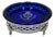 Vintage Ritz Paris Hotel Cobalt Blue Glass Dish Silver Stand Ashtray France For Sale