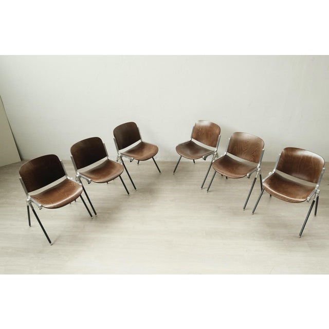 Set of six Agorà chairs by Paolo Favaretto Vintage design from the 1960s and 1970s, iron frame with plastic-covered legs....
