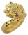 Diamond Ruby Emerald 18k Yellow Gold Enamel Snake Bypass Ring - Size 7 For Sale