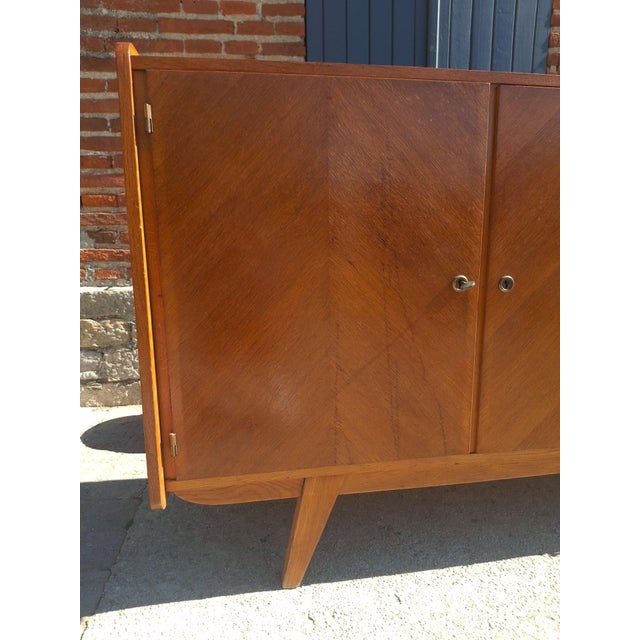 Modernist French Sideboard in Oak Chevron Pattern and Glass-Fronted, 1950s For Sale - Image 11 of 15