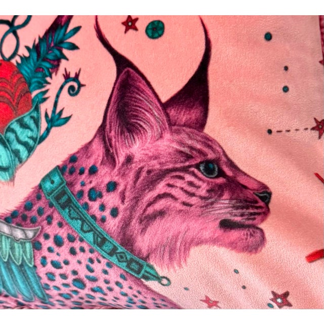 Illustration Mary Street Lumbar Pillow in Emma Shipley Winged Lynx Velvet For Sale - Image 3 of 3