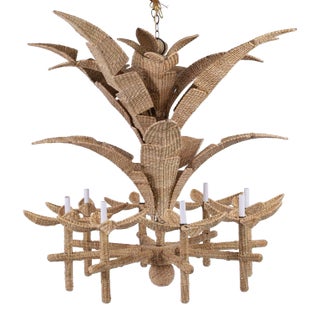 The Florencia Pequeña Wicker Palm Tree Chandelier From the Fs Flores Collection For Sale