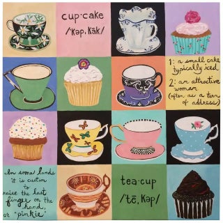 Cupcakes and Teacups Artist Proof on Canvas For Sale