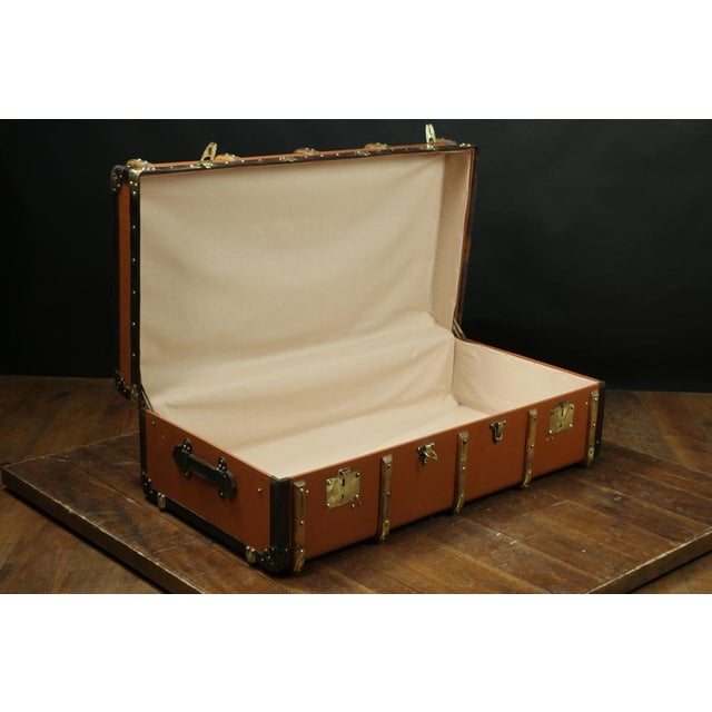 1920s Salmon-Colored Cabin Trunk with Curved Shape, 1920s For Sale - Image 5 of 9