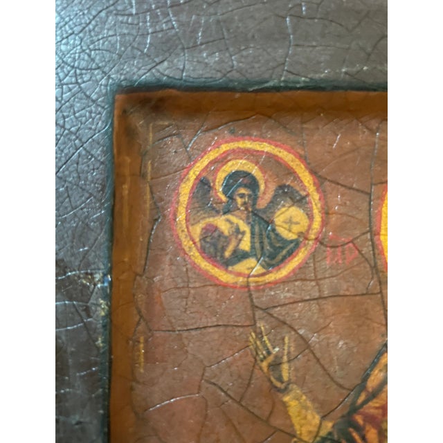 Antique Hand Painted Virgin Mary, Our Lady of the Sign, Mary With Christ Child, Panagia Faneromeni of Yaroslavl, Madonna of the Sign, Religious Art For Sale - Image 11 of 18