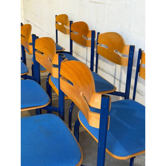 Mid 20th Century Niels Larsen Stacking Chairs Set of 8 Danish Mid-Century Modern Vintage For Sale - Image 5 of 13