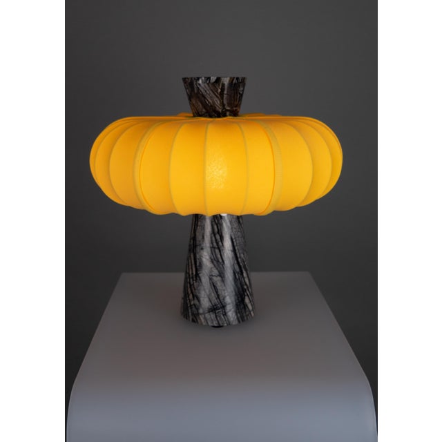 Not Yet Made - Made To Order Grenadilla Black Marble and Cadmium Yellow Cotton Table Lamp by ZAVADSKI For Sale - Image 5 of 5