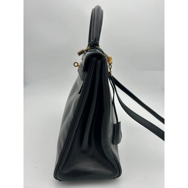 Black Hermès Black Box Leather Kelly 1998 For Sale - Image 8 of 12