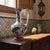 2020s Handmade Ceramic Pitcher (20cm) – Red Petal Collar & Blue Tulips – Compact Lion’s Mouth Vase For Sale - Image 5 of 11