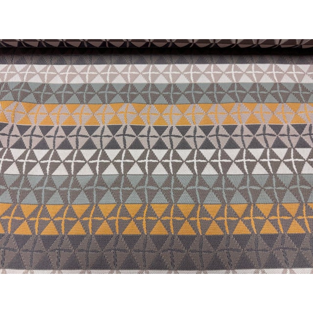 Modern Brentano Pacific Coast Shoreline Geometry Performance Stain Resistant Gold Aqua Beige Indoor Outdoor Upholstery Fabric For Sale - Image 3 of 4