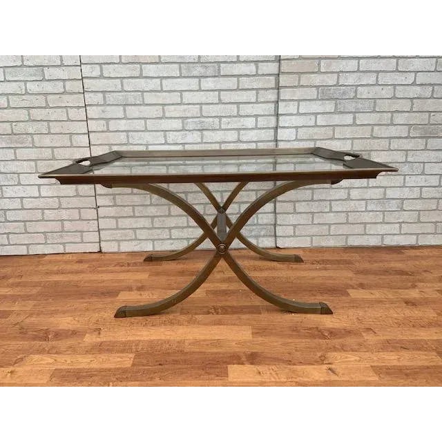 Hollywood Regency La Barge Brass Coffee Table Large polished brass with glass tray top cocktail/coffee table. This table...