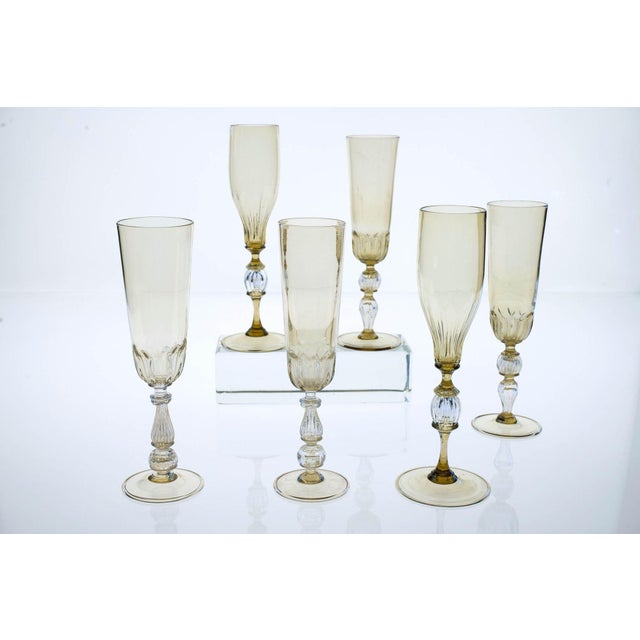 Champagne Flutes by Cenedese, Set of 6 For Sale - Image 17 of 18